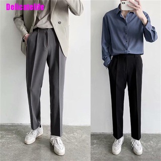 [Delicatelife] Hombres Casual pantalones cremallera traje pantalones pantalones Harajuku Simple holgado elástico estudiantes más el tamaño