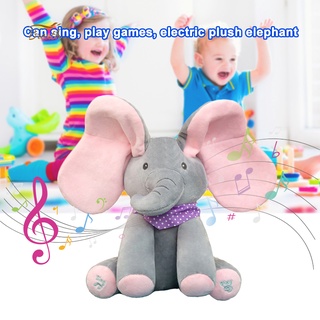 Peekaboo Elefante Juguete Cubre Tus Ojos Cantar Y Jugar Juegos De Peluche Eléctrico Juguetes Con Orejas Móviles