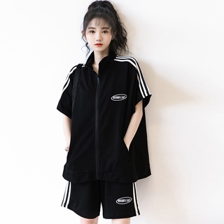 2021Verano nuevo pantalones cortos de manga corta traje deportivo femenino estudiantes estilo coreano suelto Casual ropa deportiva de dos piezas traje de moda