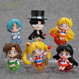 CODYES 6 Unids/set Sailor Moon Figura De Acción Anime Miniatura Modelo Juguetes Tsukino Usagi Escritorio Adornos Q Versión De Dibujos Animados PVC Juguete (1)