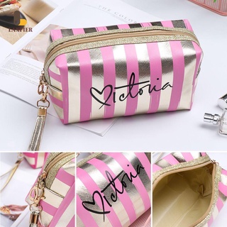 LAXFIER PVC Pouch Cosmetic Bags Stripe Coin Purse Travel Makeup Case Portable Waterproof Toiletry Case Multi-function Storage Bag Cellphone Pouch/Multicolor