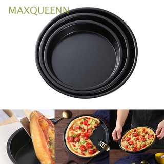 maxqueenn - sartén antiadherente para pizza, hogar y cocina, plato de pizza, pan, hornear, molde para tartas, acero al carbono, color negro
