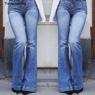 [topspecial] nueva mujer flare bell inferior denim pantalones de cintura alta slim bootcut jeans pantalones.