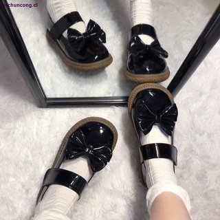 lolita pequeños zapatos de cuero mujer lindo cabeza redonda suave hermana cabeza grande zapatos jk estilo universitario salvaje arco japonés solo zapatos