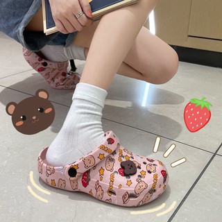 Crocs shoesTide de dibujos animados lindo agujero zapatos femeninos estudiantes de verano desgaste antideslizante Baotou interior hogar suave sandalias y zapatillas (4)