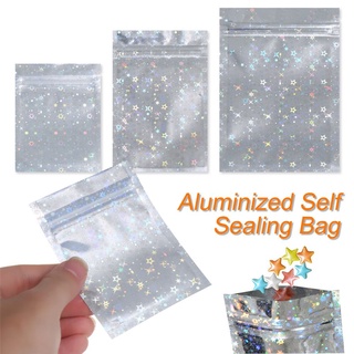 peonyflower 20pcs 3 tamaños bolsa de plástico estrella láser bolsas de almacenamiento de alimentos mylar bolsa de soporte de papel de aluminio holograma cremallera cerradura olor a prueba de agua cremallera bolsas reclosables (7)