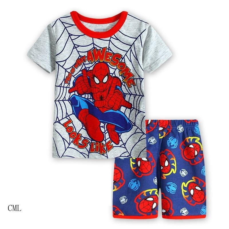 2-7y dibujos animados spiderman bebé niños conjuntos de ropa de algodón de manga corta traje de niños