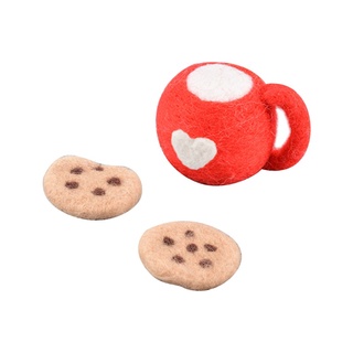 TH 3Pcs DIY Baby Wool Felt Milk Tea Cup+Cookies Decoration Newborn Photography Prop (8)