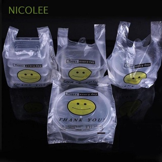 NICOLEE 50PCS Home Retail Bag Supermarket Food Packaging Plastic Handle New Grocery Shop Supplies Wrapping Carry Out