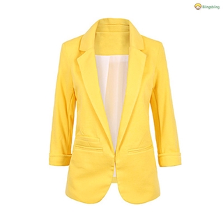 Casual Slim traje Blazer abrigo chamarra Outwear mujeres caramelo Color sin hebilla (3)