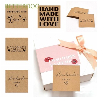 BETTERDOO 50PCS Postcard Kraft Paper Cards DIY Supplies Greeting Cardstock Handmade With Love For Small Business Package Decoration Online Retail 6x6cm Gift Labels
