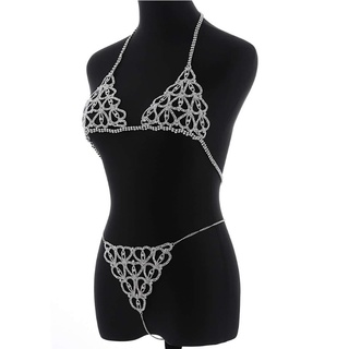 bebe sexy cristal cuerpo cadena plata bikini sujetador cadena traje de playa cintura vientre cadena crop top ropa interior cuerpo joyería accesorios (4)