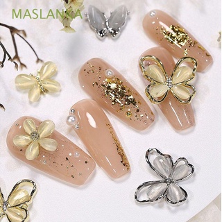 MASLANKA Shiny Butterfly Nail Charms Flat DIY Nail Art Supplies 3D Nail Art Decorations UV Glitter Luxury Colorful Emulational Golden Aurora Crystal Manicure Accessories