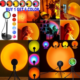✈️Listo STOCK✈️[4 en 1] luz italiana de puesta de sol de color arco iris nunca establece lámpara de proyección de la sala de estar luz creativa decoración de pie lámpara de luz USB 1 lámpara de 6 colores