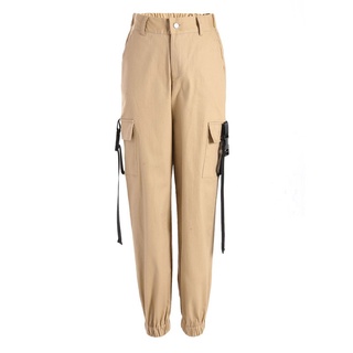 Vangull primavera otoño nueva moda Cargo pantalones mujeres Casual suelto de cintura alta mujer pantalones largos (7)
