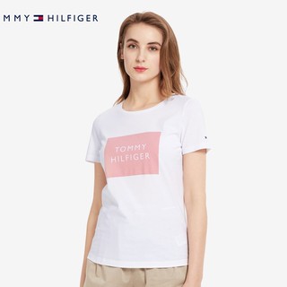 tommy hilfiger mujer nuevo producto algodón puro impreso camiseta de manga corta ww0ww30658 (1)