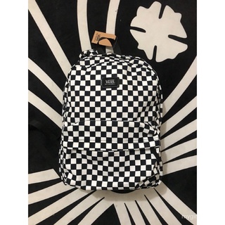 ready StockVANS classic Checkerboard Black and white backpack High school student schoolbag Leisure tourism backpack uRVK