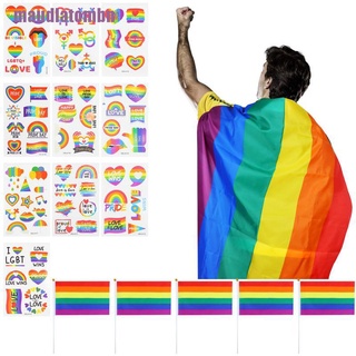 [mau] Set de arco iris de orgullo Gay lesbiana con bandera arco iris con bandera de mano arco iris