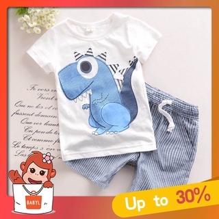 Raya de dibujos animados camiseta bebé niño ropa conjunto camiseta + pantalones cortos de rayas