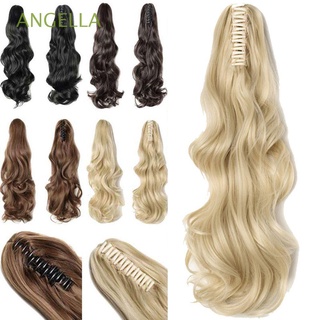 angella moda pony cola natural cosplay peluca sintética peluca clip garra ponytail extensiones de pelo largo rizado mujeres niñas gruesa pieza de pelo