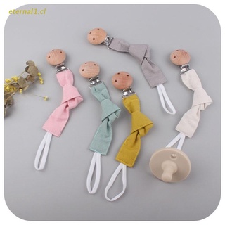 ETE Baby Teether Wooden Clip Cotton Linen Ribbon Pacifier Chain Dummy Nipple Soother Holder Leash Strap for Infants Newborn Shower Gifts