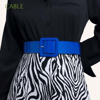 CABLE Simple PU Leather Belt Personality Metal Buckle Waist Strap Dress Waistband Sweater Square Buckle Dress Fashion Black Adjustable Women Waistbands/Multicolor
