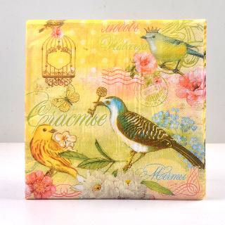 20 hojas/Pack de servilletas de papel impreso para pájaros, evento y fiesta, decoración de pañuelos