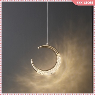 Lámpara nórdica minimalista con colgante de luna con alambre largo regulable LED de techo para decoración de mesita de noche