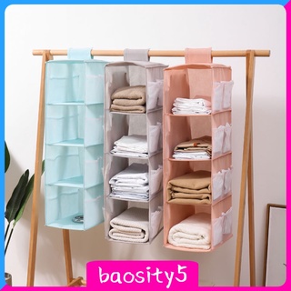 [baosity5] Organizador de armario colgante armario estantes de almacenamiento para suéteres sombrero ropa con bolsa de almacenamiento lateral fácilmente adjuntar a barras de armario (8)