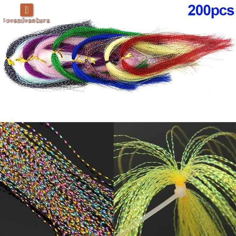 LV 200 pzas señuelos de gancho plantilla para hacer moscas/línea de plumas holográficas/pesca con mosca L