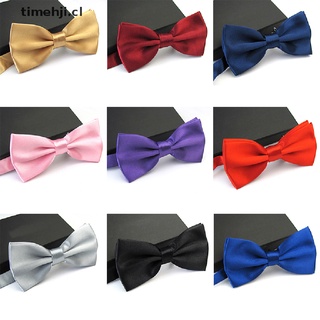 TIME Men Satin Bowtie Classic Wedding Party Bow Tie Solid Color Adjustable Necktie CL