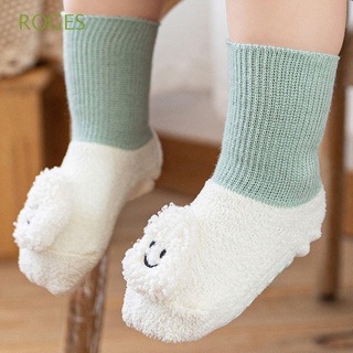 ROGES Girls Newborn Floor Socks Toddler Non-Slip Sole Baby Socks Cute Keep Warm Infant Children Soft Thick Cartoon Doll