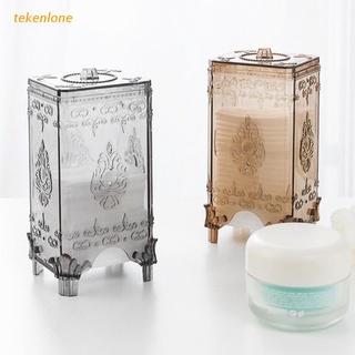 TEKE European Cotton Pads Holder Dispenser Vintage Makeup Cosmetic Nail Remover Pad Clear Storage Box Organizer with Lid