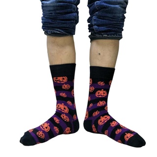 2 pares de calcetines coloridos de halloween calcetines de algodón de dibujos animados patrón medias