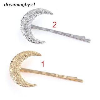 dreamingby.cl Women Girl Vintage Wavy Bobby Pins Textured Crescent Shaped Side Bangs Hair Clips Metal Alloy New Moon Elegant One Word Barrette