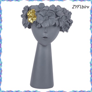 florero de flores en forma de cabeza de resina para mujer, maceta, maceta, decoración del hogar