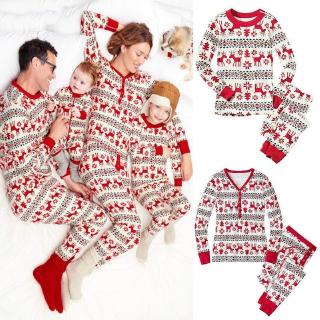 2pcs navidad familia coincidencia ropa conjunto papá mamá bebé festivo año nuevo pijamas de manga larga top + pantalones (2)
