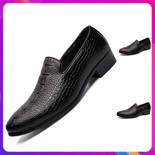 zapatos de los hombres de primavera conjunto de pie de cabeza redonda británica casual cocodrilo zapatos de cuero