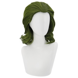 Mujer moda peluca Cospaly verde sintético Hairshort pelucas pelo onda peluca libreffice