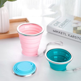 sarina 1 taza plegable creativa para bebida de viaje portátil de silicona para campig, senderismo, correr con cuerda de mano multifunción plegable taza de agua/multicolor (4)
