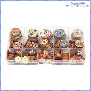 Brkeoto botones Redondos De madera con 2 agujeros/botones Coloridos/al azar/grandes/con Flores/tamaños variados/Vintage (3)
