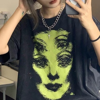 sassyme y2k grunge verano gótico ropa femenina suelta femal t-shirt y2k impresión alta ropa harajuku ropa de gran tamaño camiseta