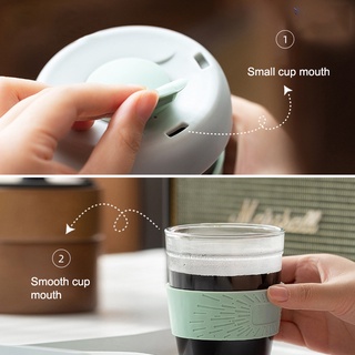 350ml Coffee Cup Portable Handy Milk Glass Silicone Cover Resistant Direct Drinkingwater Cup Breakfast Cup