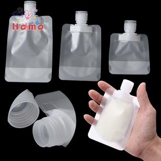 HOMOATION 5pcs/set Multiple models Refillable Bottles Portable Ones Makeup Packing Bag Transparent Clamshell Packaging New Stand Up Plastic Spout Pouch Subpack The Liquid