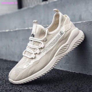 Summer men s shoes Korean version of the trend of men s cloth shoes, sports and leisure running shoes, spring flying woven breathable mesh panel shoes
