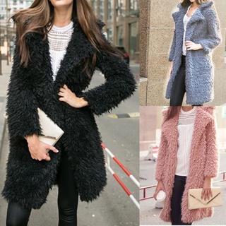 marca de invierno de las mujeres de manga larga abrigos calientes sueltos abrigos largos outwears sólido mujer casual outwear
