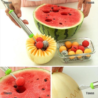 <yuwan> nuevo helado de acero inoxidable de doble extremo cuchara de melón cortador de frutas