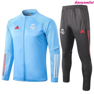 Camisa de fútbol 2021 Real Madrid Azul Claro Manga larga cremallera larga ropa de entrenamiento A352