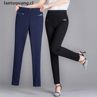 lantuguang: pantalones casuales para mujer, talla grande, pantalones largos, pantalones elásticos de moda [cl]