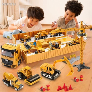 Aleación de ingeniería de vehículos conjunto de juguete grande contenedor contenedor camión niño excavadora grande camión grande niño (1)